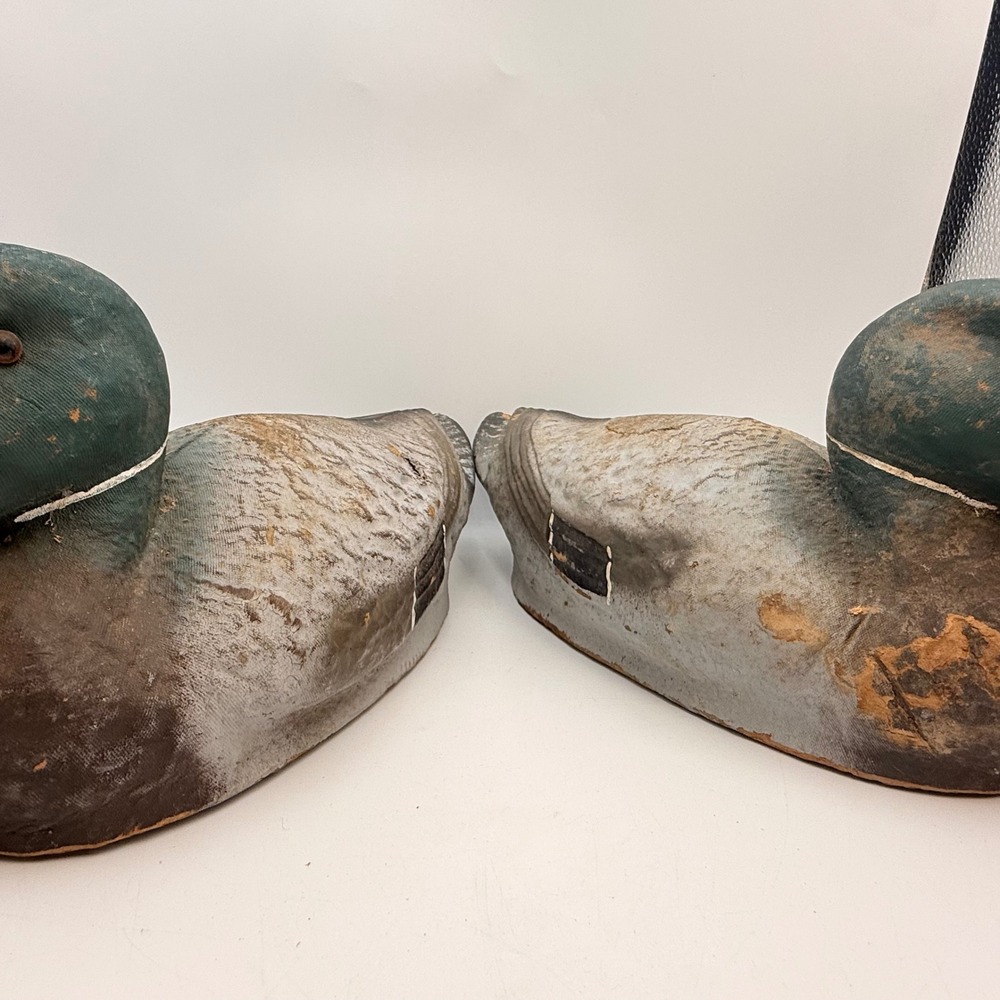 Vintage J.C. Higgins Life-Like Mallard Duck Decoys Sears Roebuck Set of 2 Fiber - Picture 3 of 6
